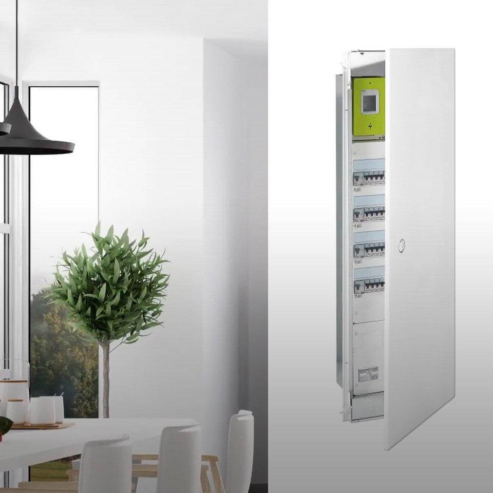 Drivia, création de nom Bessis pour Legrand. Drivia est un tableau électrique encastrable au mur